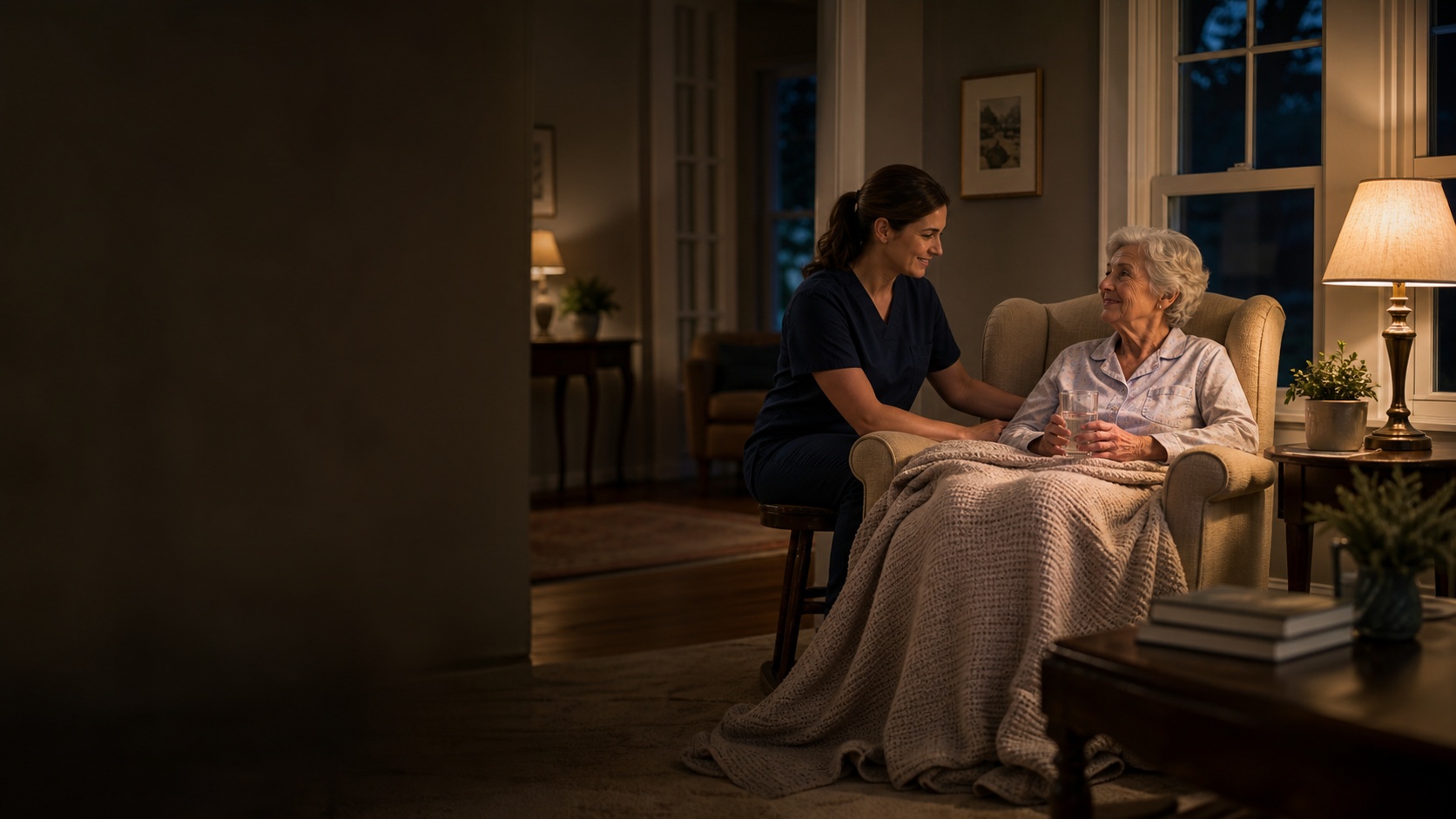 Evening in-home care support for safer overnight routines