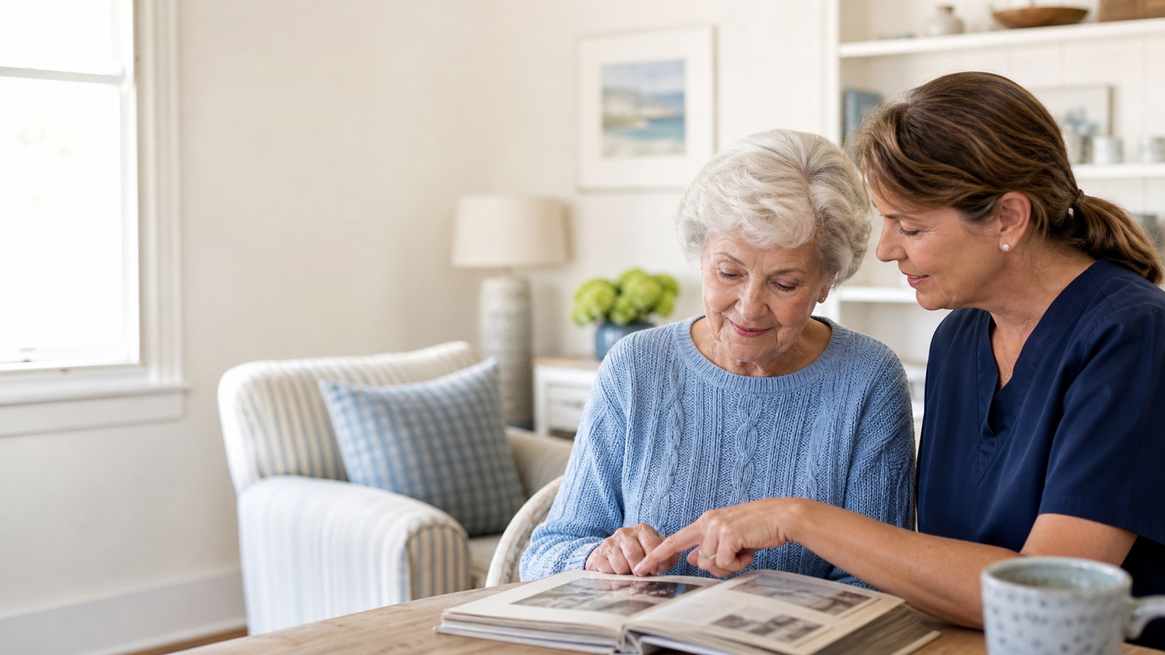 Calm in-home dementia care routine for a senior in Charleston